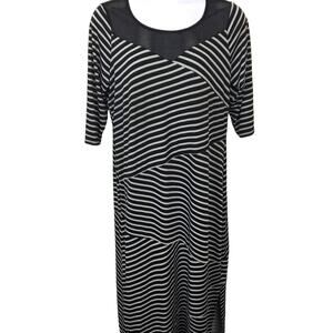 Stripe Mesh Dress NY Collection Woman sz 1X Super Stretchy Comfortable Travel
